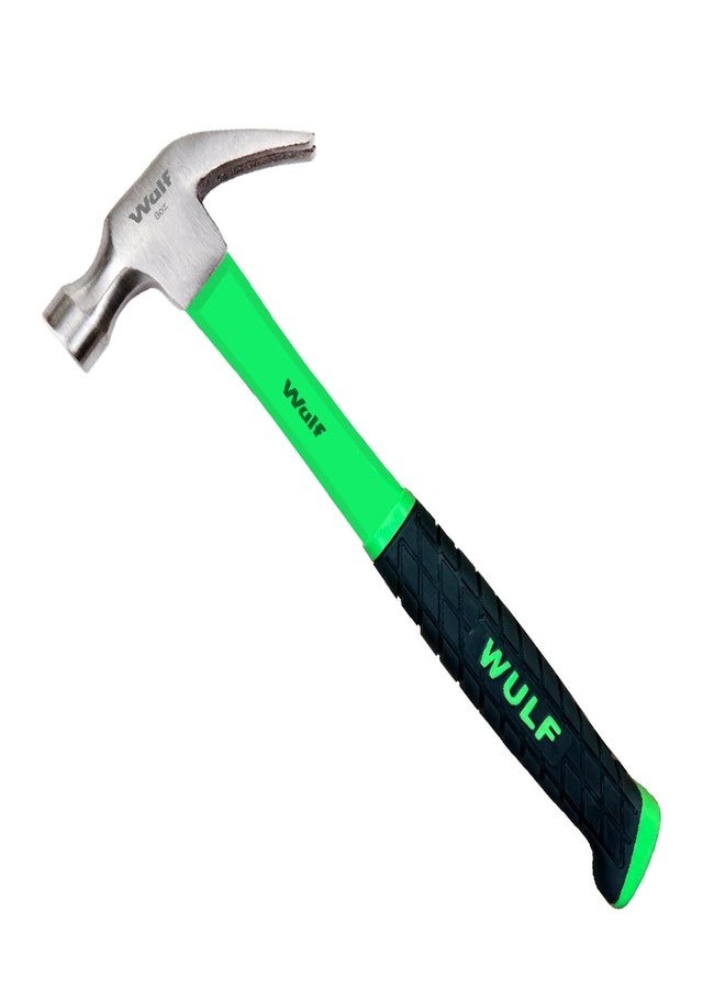 WULF 226g (8oz) Claw Hammer | Heavy Duty Steel Head with Fiberglass Handle | 2-in-1 Combination Flat & Claw Hammer | Carpenter Tools for Woodwork, DIY, Home & Professional Use (Black & Green) - Image 1